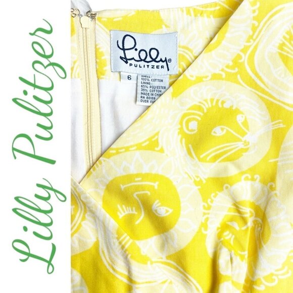 LILLY PULITZER Vintage 100% Cotton Macfarlane Cat Sun Print Sleeveless Sheath, 6 - Picture 4 of 10